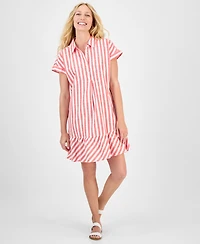 Style & Co Women's Cotton Short-Sleeve Shirtdress, Exclusively at Macy's