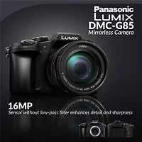 Panasonic Lumix Dmc-G85 Mirrorless Camera w/12-60mm f/3.5-5.6 Lumix G Ois Lens With 45-150mm f/4.0-5.6 Aspherical Lens for Mft, Matte Black