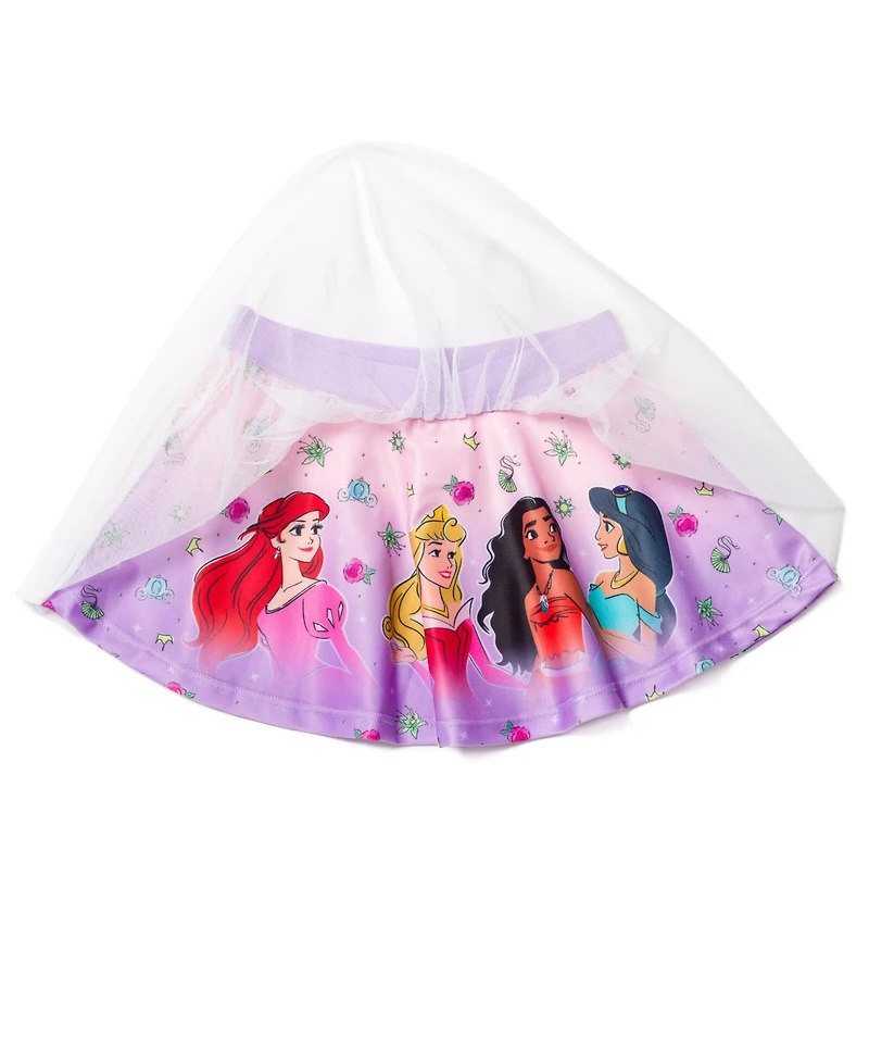 Moana Toddler Girls Princess Upf 50+ Tankini Top, Mesh Modest Swimsuit Skirt and Bikini Bottom 3 Piece