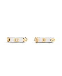Coach Signature Tea Rose Huggie Hoops Earrings