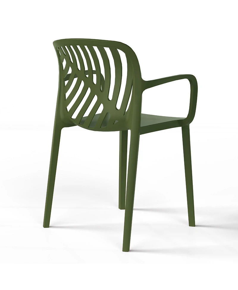 5-Piece Outdoor Square Dining Table Patio Set with Stackable Chairs