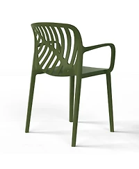 5-Piece Outdoor Square Dining Table Patio Set with Stackable Chairs