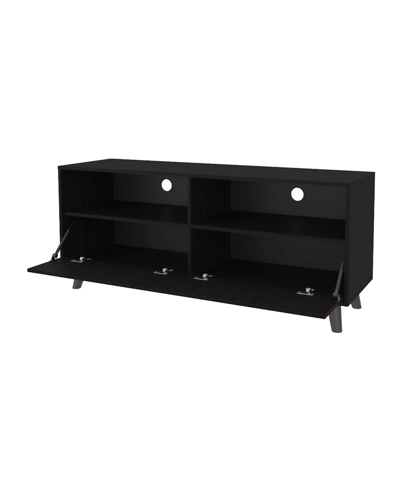 Black City Tv Stand 60" with Open Storage and 1 Door, Wengue