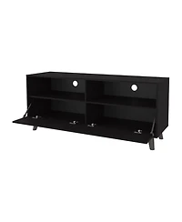 Black City Tv Stand 60" with Open Storage and 1 Door, Wengue