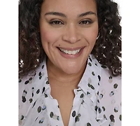 Calvin Klein Plus Dot-Print Ruffled Blouse
