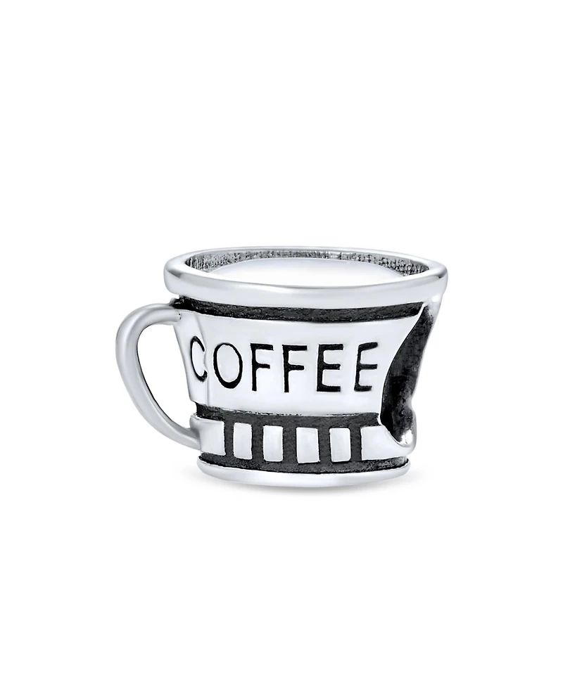 Bling Jewelry Set of 2 Latte Travel Mug Cup Coffee and Calculator Charm Bead Sterling Silver