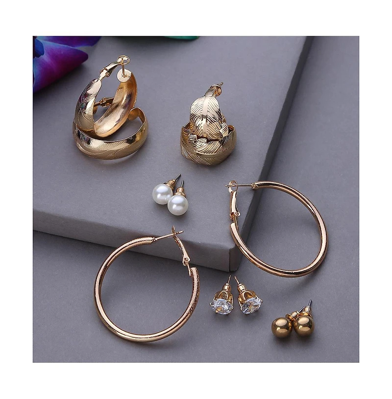 Sohi Women's Everyday Hoop Earrings Set