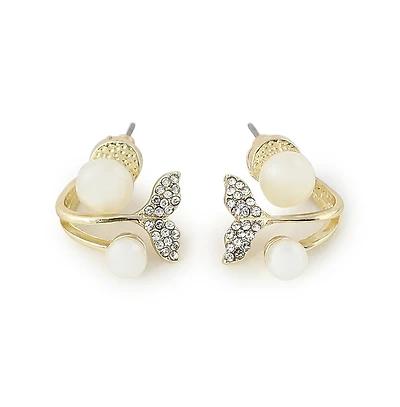 Sohi Women's Gold Plated Pearls Stud Earrings