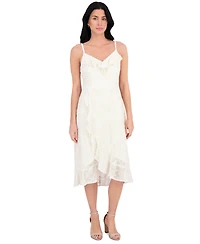 kensie Women's Ruffled Lace High-Low Midi Dress