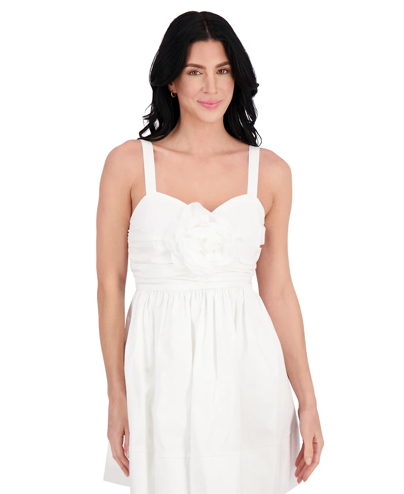 kensie Women's Ruched Rosette Mini Dress