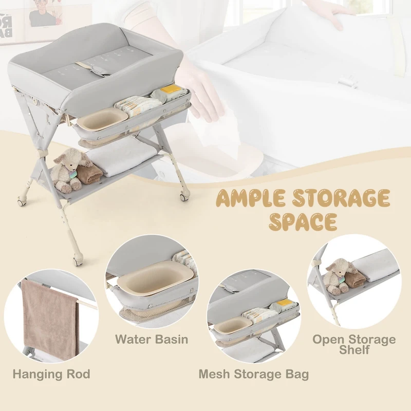 Costway Baby Diaper Changing Table Folding Newborn Nursery Organizer