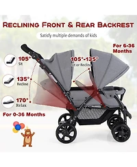 Costway Baby Twin Double Stroller Lightweight Travel Stroller Pushchair