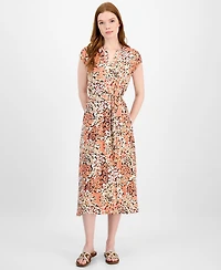 Tommy Hilfiger Women's Floral-Print Ladder-Trim Midi Dress