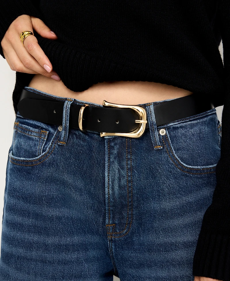 Good American Women's Classic Saddle Buckle Faux-Leather Belt