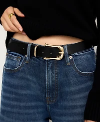 Good American Women's Classic Saddle Buckle Faux-Leather Belt