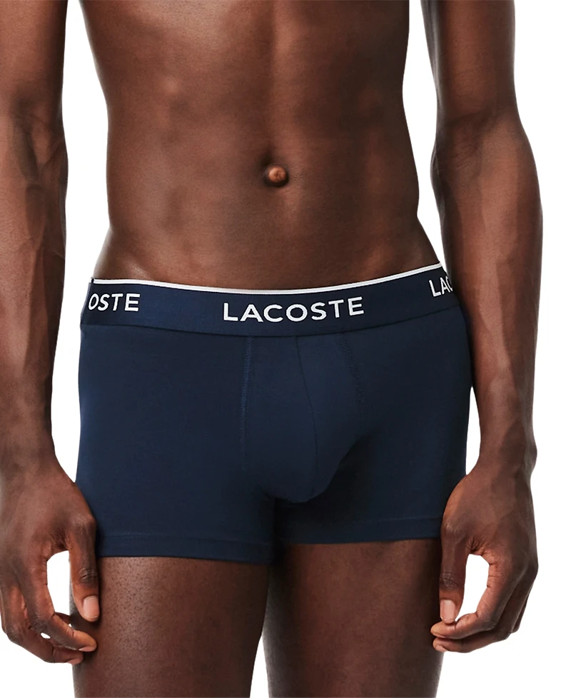 Lacoste Men's 3-Pack Regular-Fit Logo Waistband Trunk Underwear
