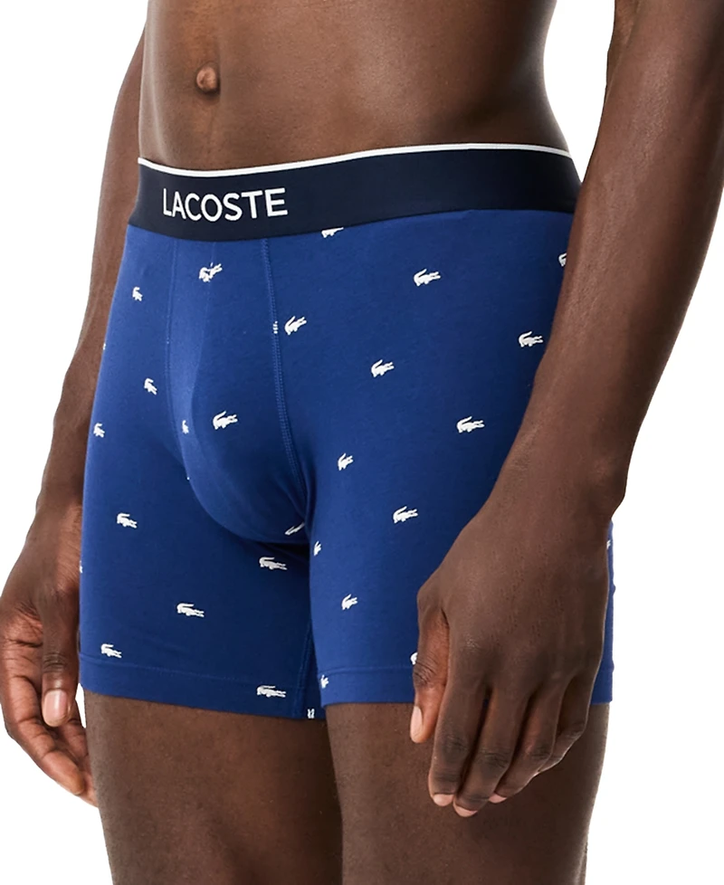 Lacoste Men's 3-Pack Regular-Fit Stretch Mini-Croc Boxer Briefs