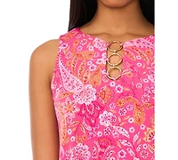 Msk Petite Printed O-Ring Sleeveless Shift Dress