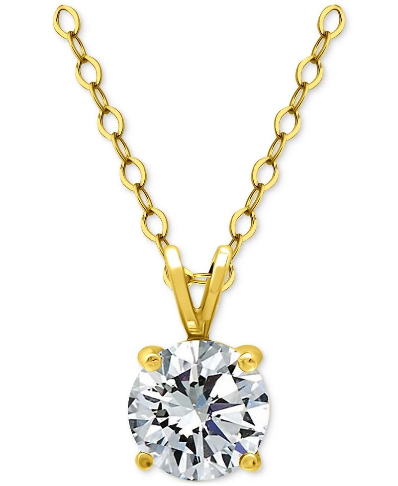 Giani Bernini Cubic Zirconia Solitaire Pendant Necklace 18k Gold-Plated Sterling Silver (also Silver), 16" + 2" extender, Exclusively a