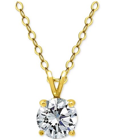 Giani Bernini Cubic Zirconia Solitaire Pendant Necklace 18k Gold-Plated Sterling Silver (also Silver), 16" + 2" extender, Exclusively a