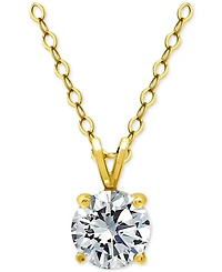 Giani Bernini Cubic Zirconia Solitaire Pendant Necklace 18k Gold-Plated Sterling Silver (also Silver), 16" + 2" extender, Exclusively a