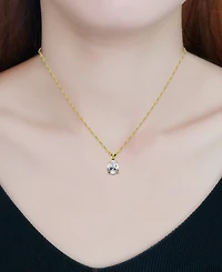 Giani Bernini Cubic Zirconia Pear Solitaire Pendant Necklace, 16" + 2" extender, Exclusively at Macy's