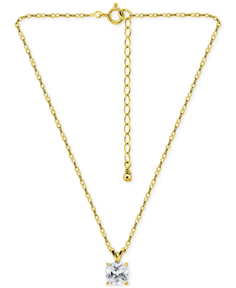 Giani Bernini Cubic Zirconia Cushion Solitaire Pendant Necklace, 16" + 2" extender, Exclusively at Macy's