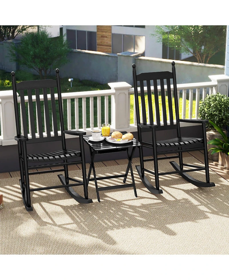 Weather-Resistant Acacia Rocking Chair – Outdoor High-Back Rocker with Ergonomic Design and Solid Base