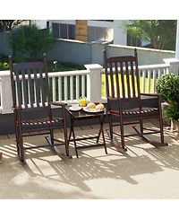 Weather-Resistant Acacia Rocking Chair – Outdoor High-Back Rocker with Ergonomic Design and Solid Base