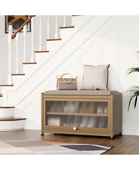 Shoe Bench with Storage,Shoe Rack for Entryway,Metal Seating, Organizer Cabinet, Metal Storage Hallway
