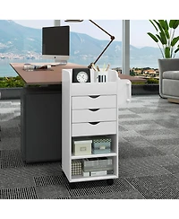 Utility Trolley with Open Shelves and 3 Drawers – Rolling Cart for Kitchen, Office, or Bathroom Organization