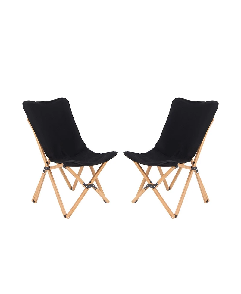 Set of 2 Wicker Dorm Chair with Storage Pocket for Camping and Fishing