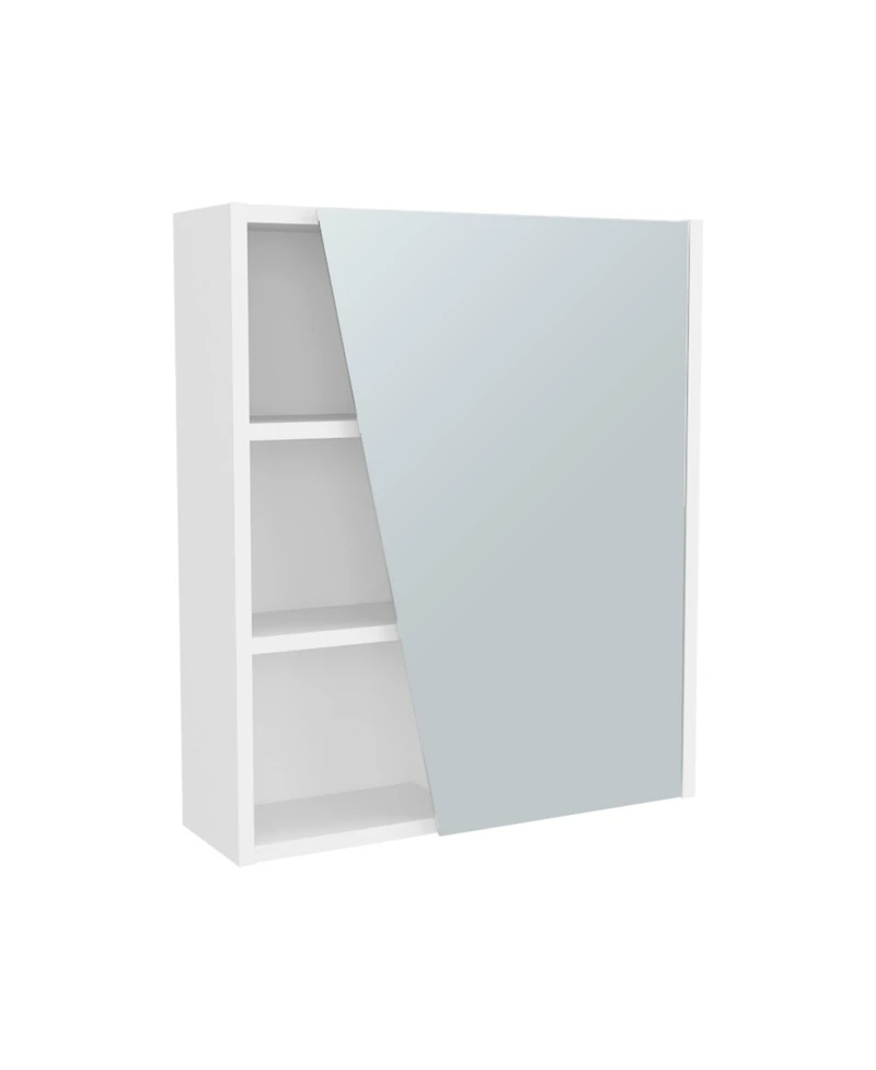 Pinedale Medicine Cabinet with Mirrored Door and Open Storage, White