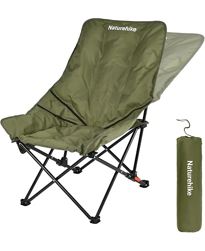 Naturehike Seastar Padded Camping Chair, Oversized 2-Position Adjustable Folding Chair, Portable Camp Chair with Side Pocket & Carry Bag