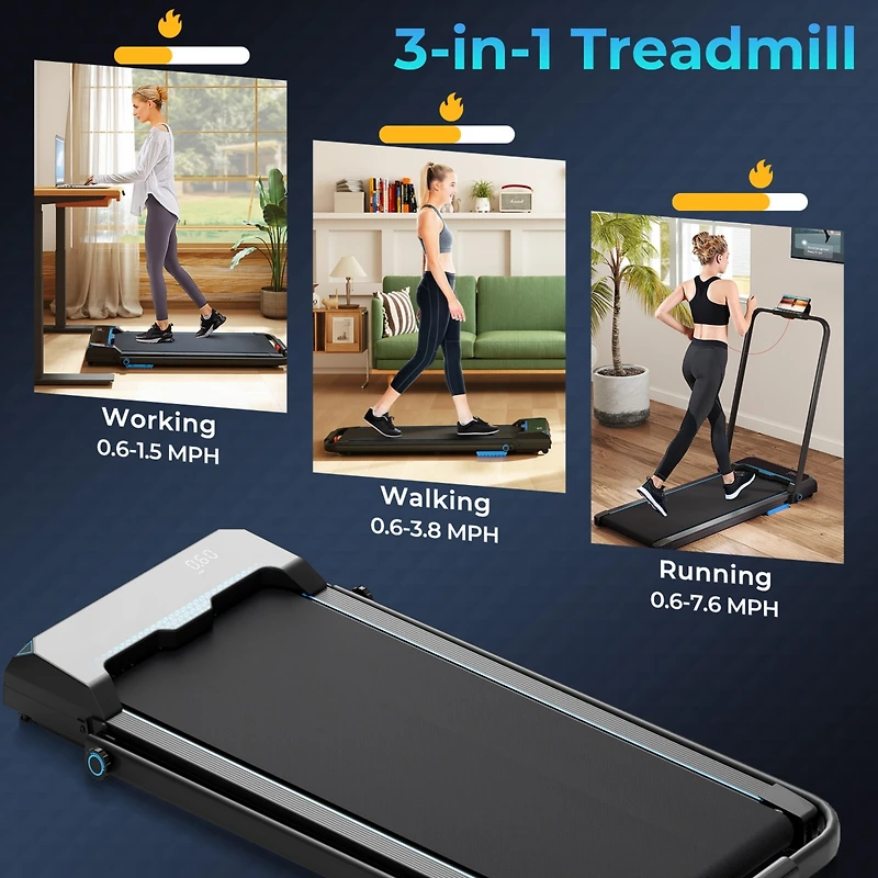 3 1 Folding Treadmill with Remote Control and Led Display