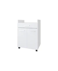 Burnside Kitchen Cart with 2 Doors and 1 Drawer, White