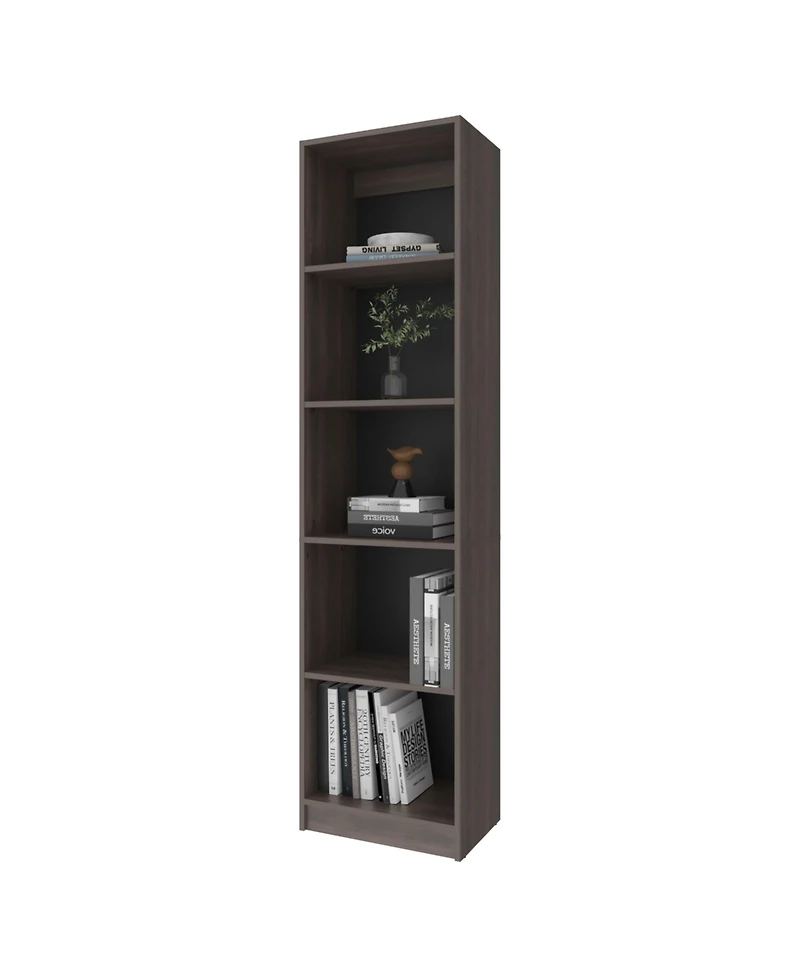 Beaver Balley Bookcase with Open Storage and 5 Shelves, Stained Walnut