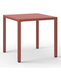 5-Piece Outdoor Metal Frame Dining Table Patio Set with Stackable Chairs