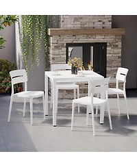 5-Piece Outdoor Metal Frame Dining Table Patio Set with Stackable Patio Dining Chairs