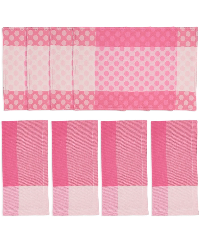 Saro Lifestyle Playful Polka Dot Cotton Placemats and Napkins, Set of 8