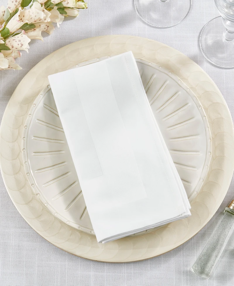 Saro Lifestyle Satin Trimmed Damask Cotton Napkins, 20" x 20"