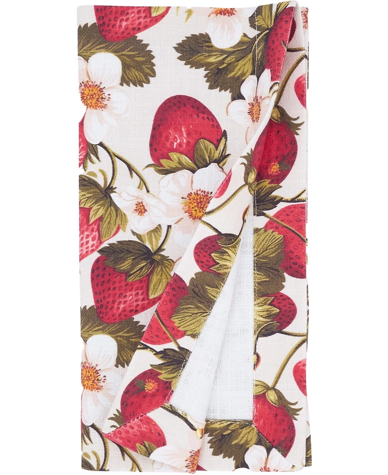 Saro Lifestyle Breezy Juicy Strawberry Cotton Napkins, 20" x 20"
