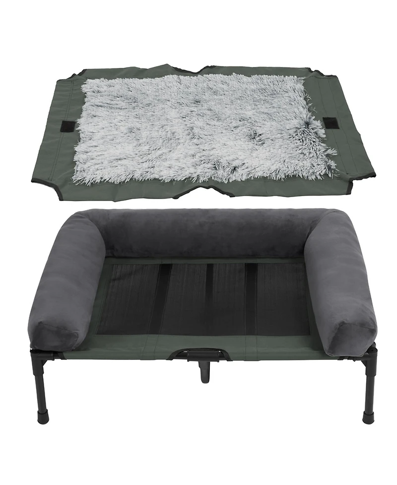 Bingopaw Raised Cooling Dog Bed-Outdoor With Removable Bolster