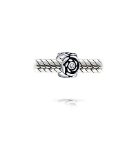 Bling Jewelry Set of 2 Flower Garden Black Rose Charm Bead Oxidized Sterling Silver