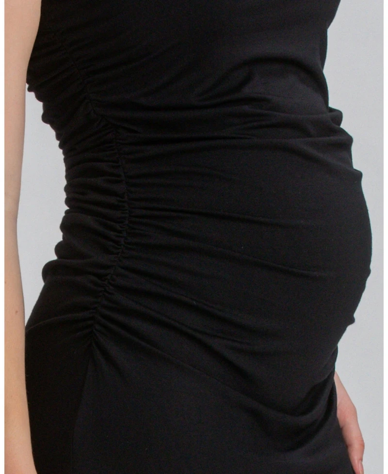 Pietro Brunelli Maternity Sleeveless Side-Ruched Blossom Maxi Split Dress
