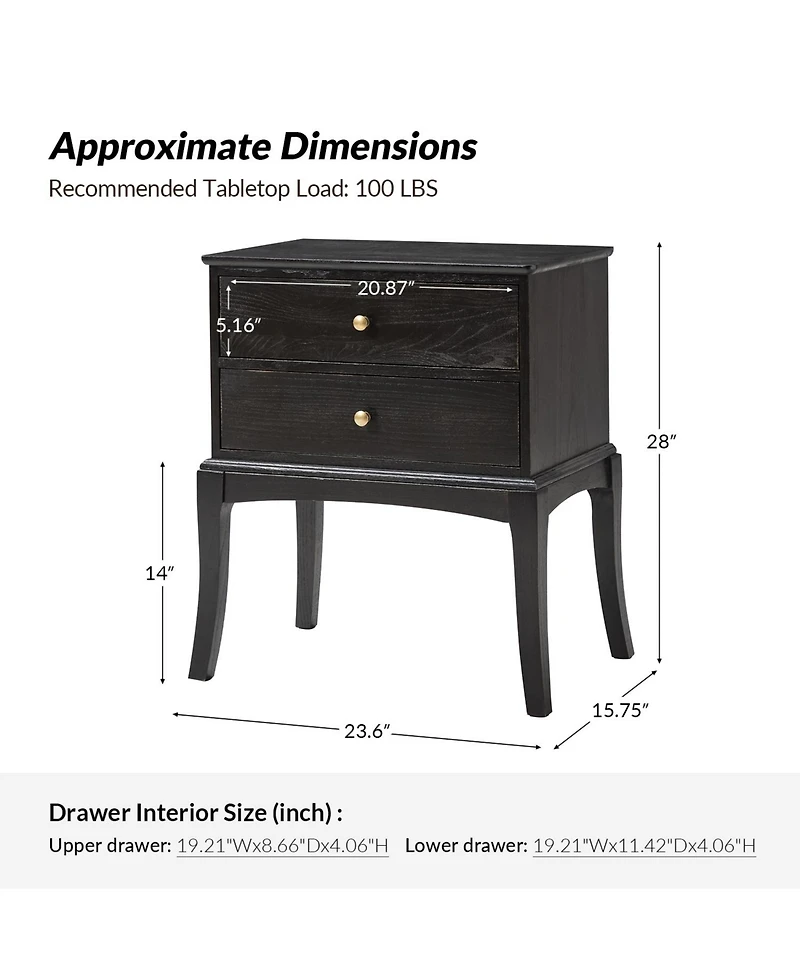 Soph 28"Tall 2-Drawer Nightstand