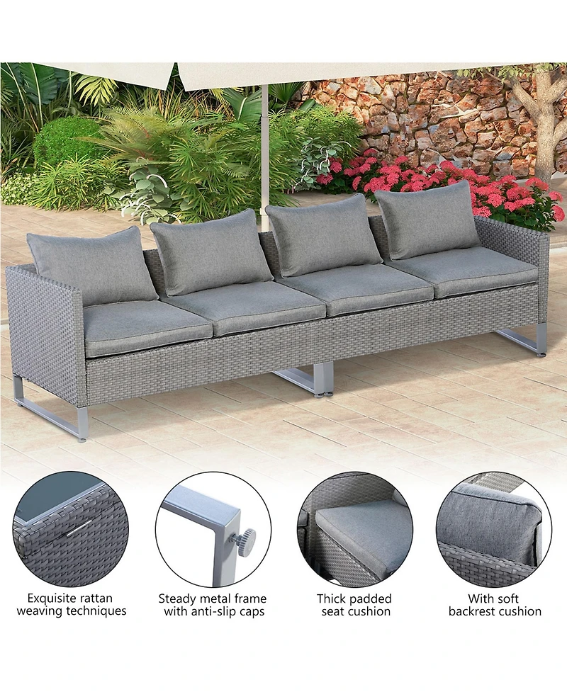 2PCS Patio Conversation Set Sectional Sofa Furniture Cushioned Seat Garden