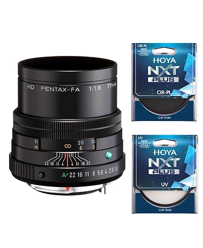 Pentax Hd Pentax-fa 77mm f/1.8 Limited Lens, Black, Bundle with Hoya 49mm Uv+Cpl Filter Kit