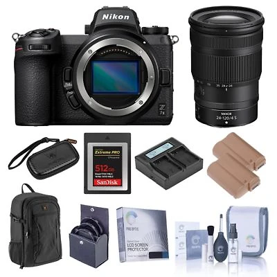 Nikon Z 7ii Mirrorless Digital Camera With Nikkor Z 24 120mm F 4 S Lens Bundle With Extreme Pro 512gb Cfexpress Memory Card 2x Battery Charger