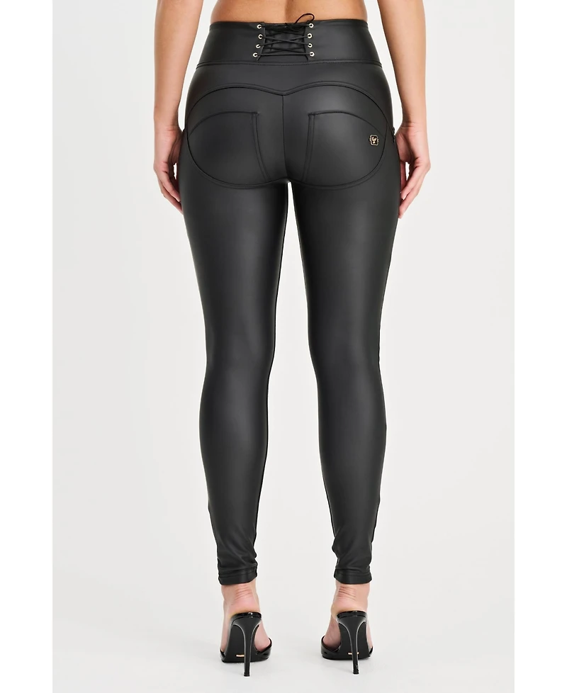 Freddy Women's High-Rise Corset Faux Leather Sculpting Pants